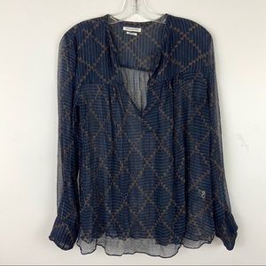 Isabel Marant Etoile 100% Silk Blue Sheer Top 38